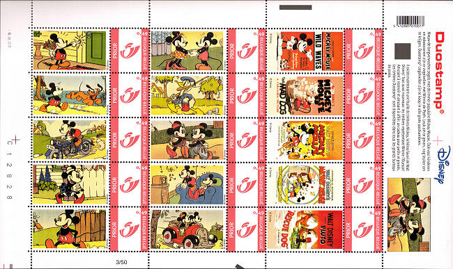 Duostamps sheet with Mickey Mouse