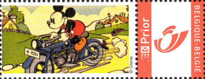 Duostamp with Mickey Mouse on motorcycle - without value imprint