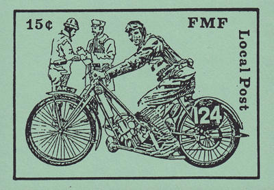 Stamp of Fort Myers Local Post with Scott motorcycle