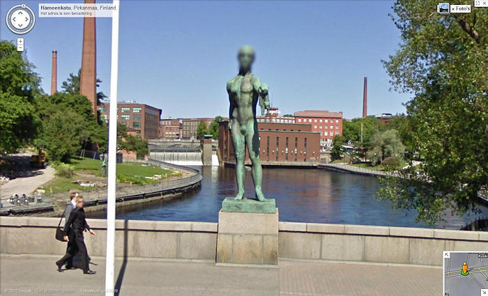 Also faces of statues have been blurred in Google