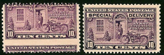 Wrong (left) and correct (right) perforated USA Express stamp