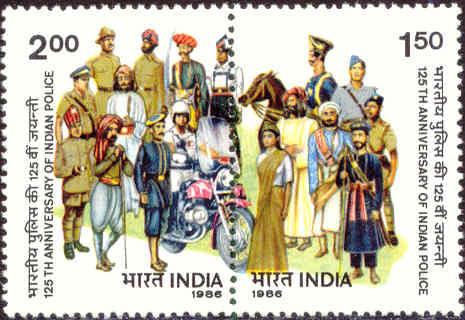 Connected stamps India on the occasion of 125 year police