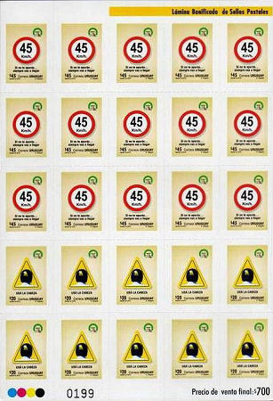 Stamp sheet Uruguay with theme traffic safety