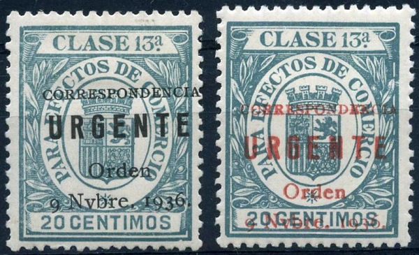 Spanish tax stamps with black and red imprint