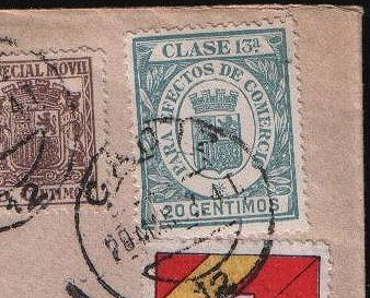 Example of a tax stamp used as a post stamp