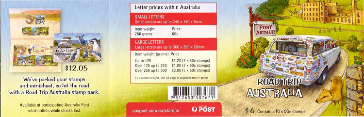 Booklet self adhesive stamps Australia - Road trip