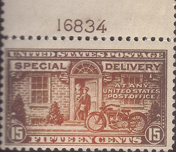 Example of a partly discoloured stamp