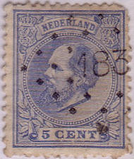 Voorbeeld van een postzegel met fraaie afstempeling