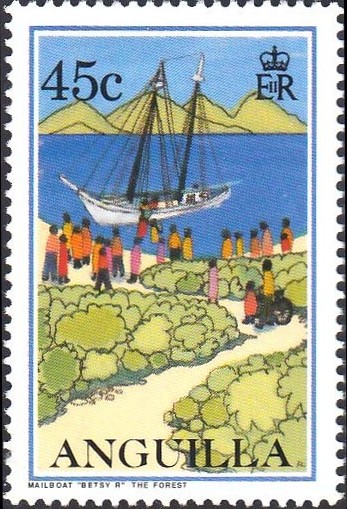 Postzegel Anguilla met postboot Betsy