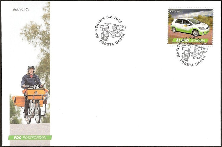 FDC Aland with postman on electrical bicycle