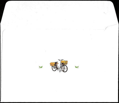 Back side of FDC Aland with postman on electrical bicycle