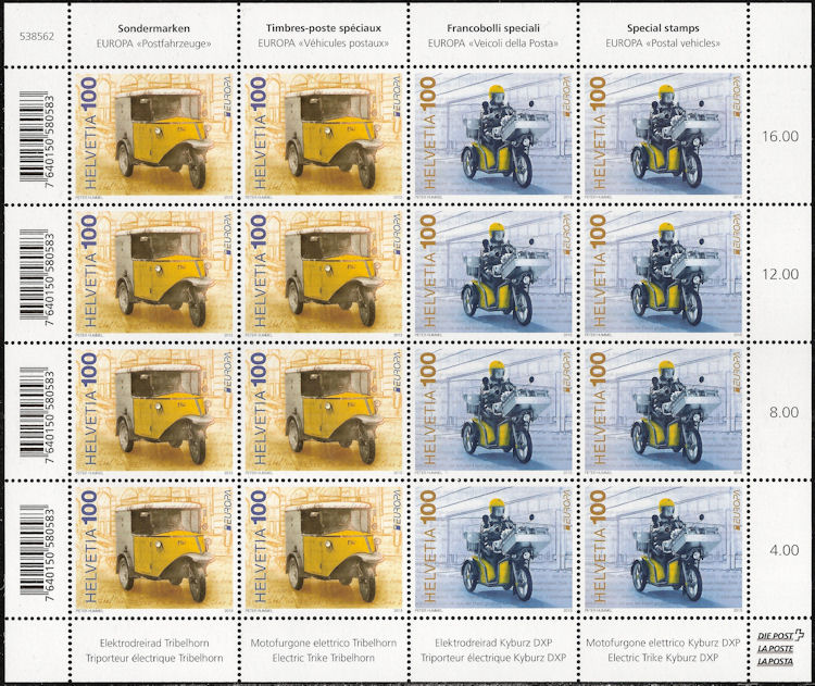 Sheet Europe stamps 2013 Switserland