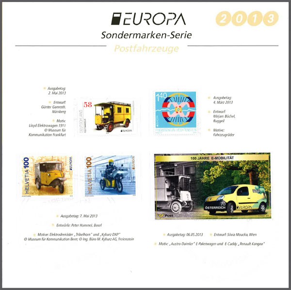 Booklet Germany, Liechtenstein, Austria and Switserland with Europe stamps 2013