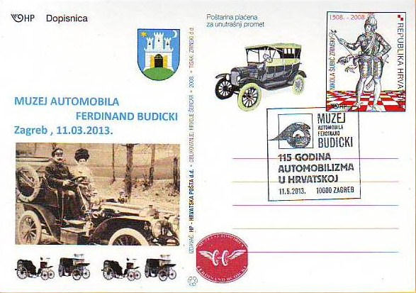 Briefkaart ter ere van het Automobiel Museum Ferdinand Budicki