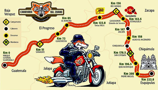 The route of the Caravana del Zorro