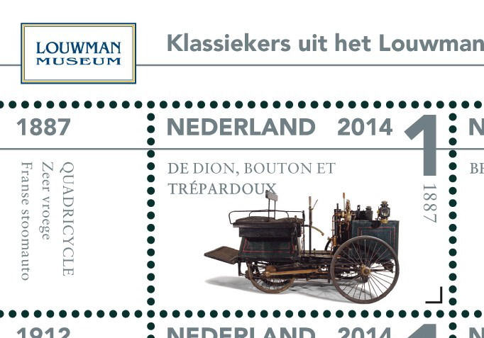 Sheet Netherlands with De Dion Bouton et Trepardoux 3-wheeler from the Louwman Museum