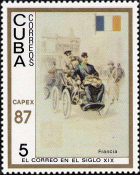 Stamp Cuba with 4-wheeled forecar