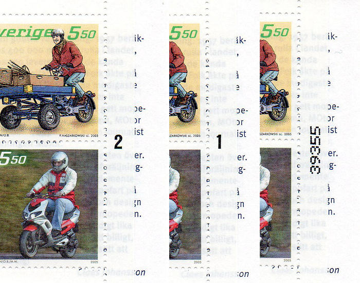 Sheets from the stamp booklet with various numbers
