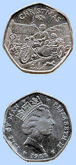 Coin from Isle of Man on the occasion of Christmas 1988