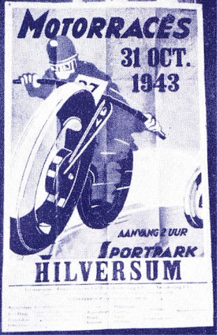 Poster van de Grasbaanraces in Hilversum in 1943