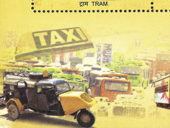 Block corner India with kind of Tempo-taxi