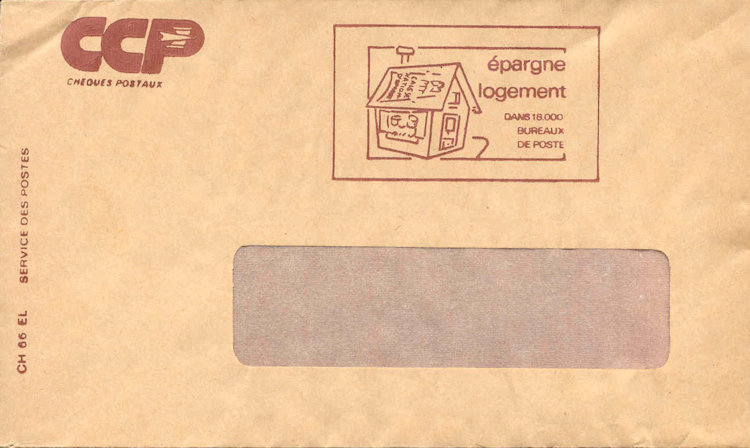 Moderne Postcheque envelop met reclame