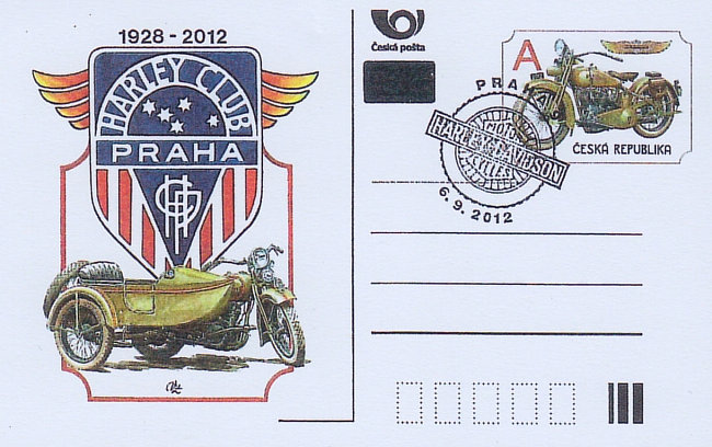 Postkaart Tsjechische Republiek met Harley-Davidson