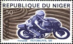 Niger stamp with Motobcane racer