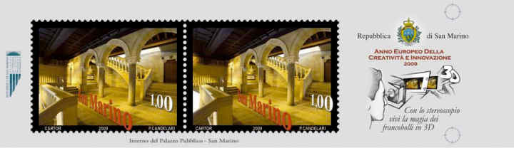Strip with 3D-stamps of San Marino 