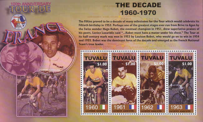 Tour de France stamp sheet Tuvalu