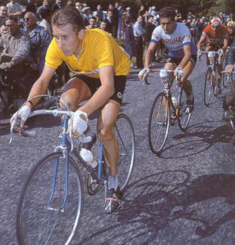 Foto van Jacques Anquetil die voor de het zegelvel gebruikt is