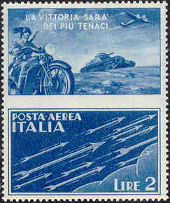 Stamp with tab from Italy with omitted perforation