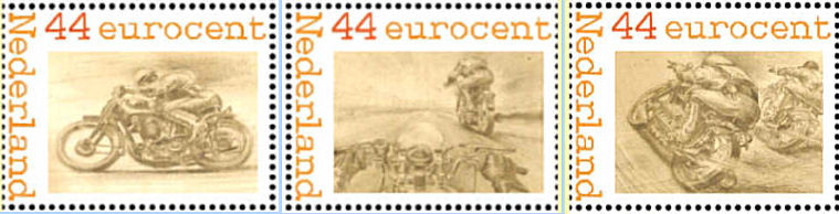 Stamps with motorcycle drawings by Charles Burki
