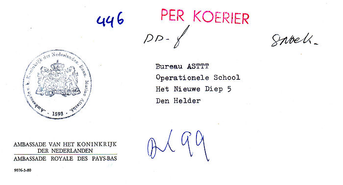 Letter from NL-ambassy to Navy school Den Helder