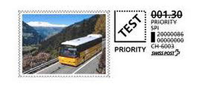 Example of a Swiss Personalised Postage sticker