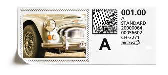 Example of a Swiss Personalised Postage sticker