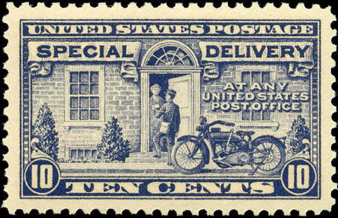 USA Express zegel 1922 met motorfiets