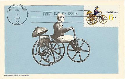 FDC with stamp USA with 3-wheeled bicycle