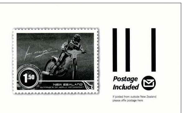 Postage on backside of postal stationary New Zealand with image Hugh Anderson