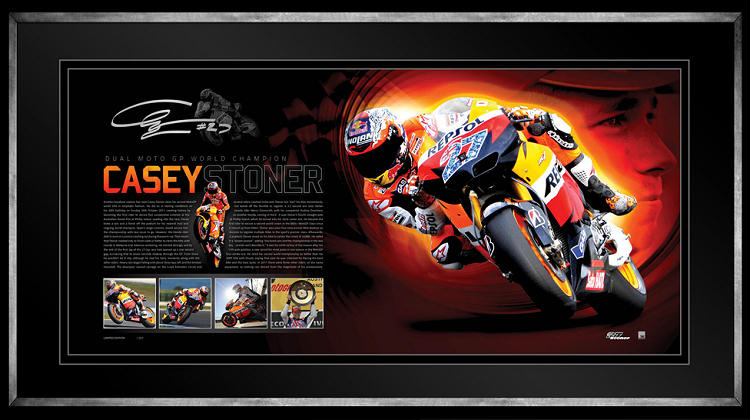 Winners print of the stamp with Casey Stoner