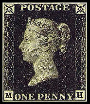 De eerste postzegel "Penny black"