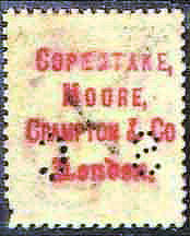Stamp with company name imprint and perforation