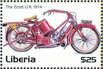 Stamp of Liberia with Scott motorcycle