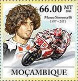 Marco Simoncelli on a stamp from Mozambique