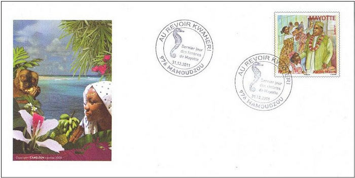 Last day envelop Mayotte stamps