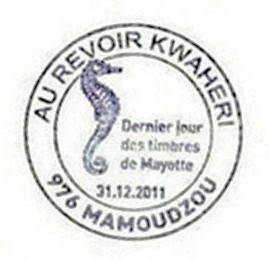 Laatste dag stempel voor gebruik Mayotte zegels