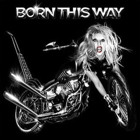 Album cover with Lady Gaga as motorcycle