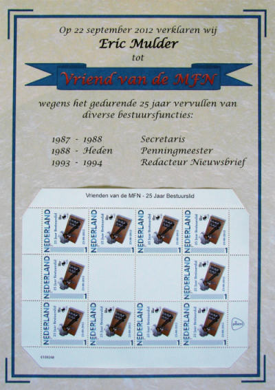 De oorkonde voor 25 jaar bestuurslid