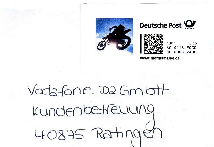 Envelop with German internet stamp