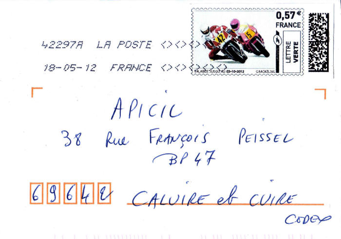 Envelop with French internet stamp printed on it